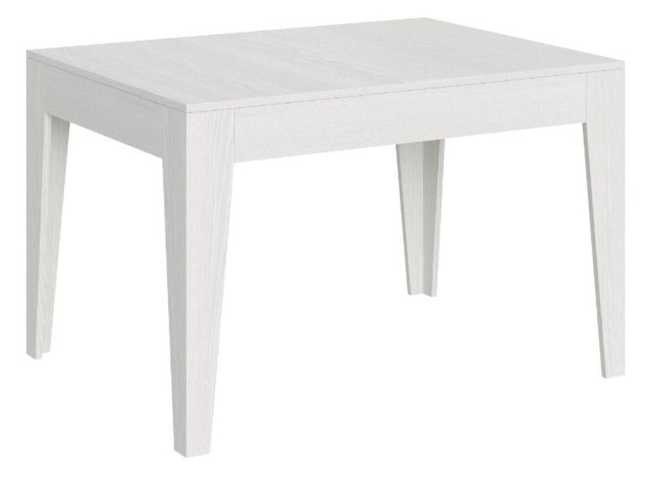 Table rectangulaire extensible 4 à 6 personnes 120/180 cm bois frêne blanc Kina - Photo n°1
