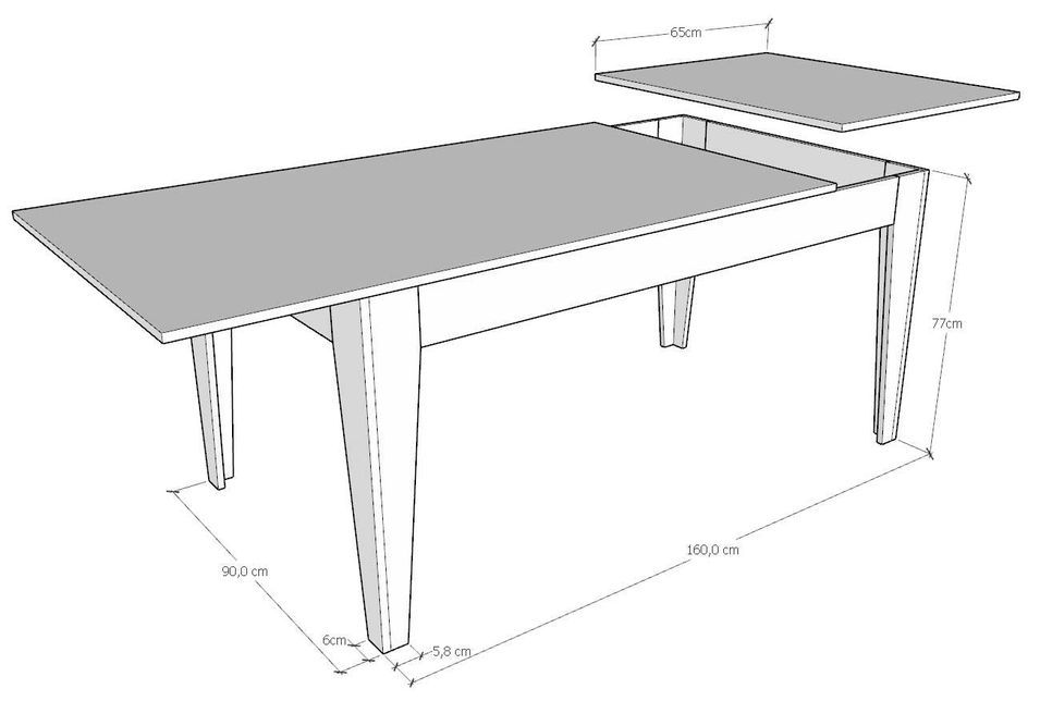 Table rectangulaire extensible 160/220 cm blanc et anthracite Mixa - Photo n°5