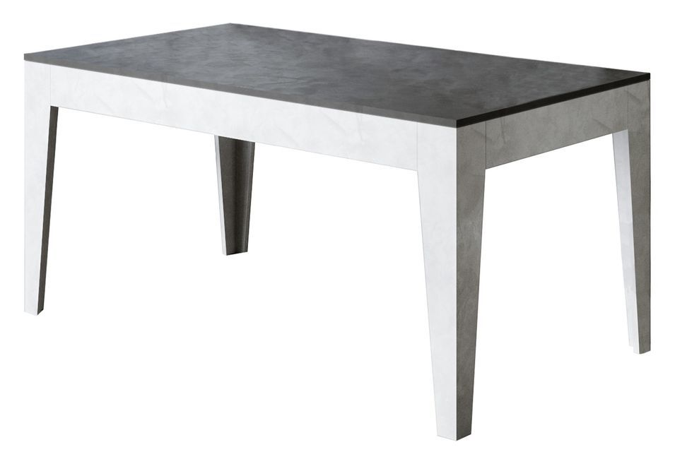 Table rectangulaire extensible 160/220 cm blanc et anthracite Mixa - Photo n°1