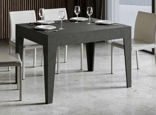 Table rectangulaire extensible 4 à 10 personnes 160/220 cm gris foncé Kina - Photo n°2