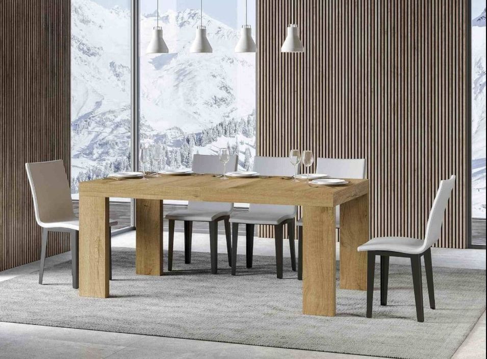 Table rectangulaire extensible 160 à 420 cm bois clair Ribo - Photo n°5