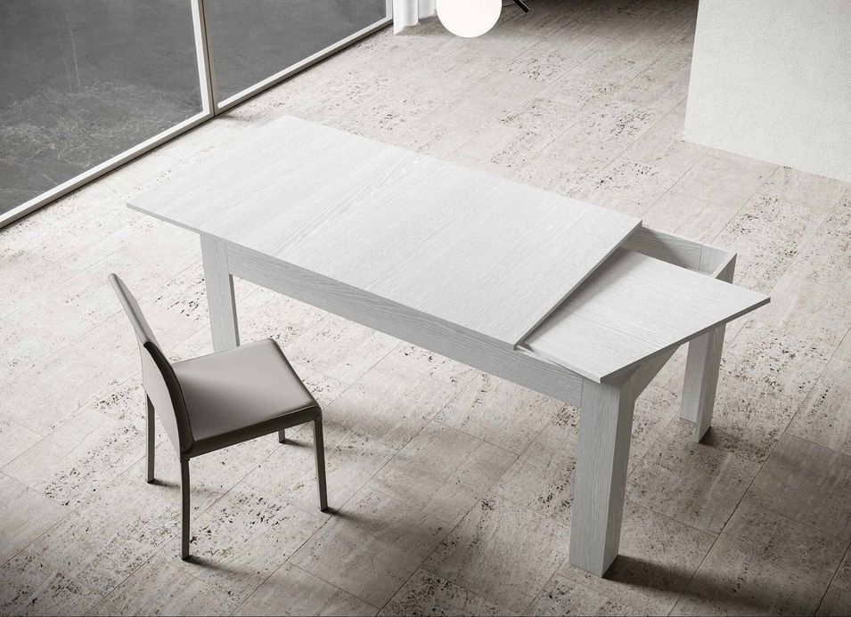 Table rectangulaire extensible 4 à 10 personnes 160 à 220 cm cendre blanche Tipi - Photo n°4