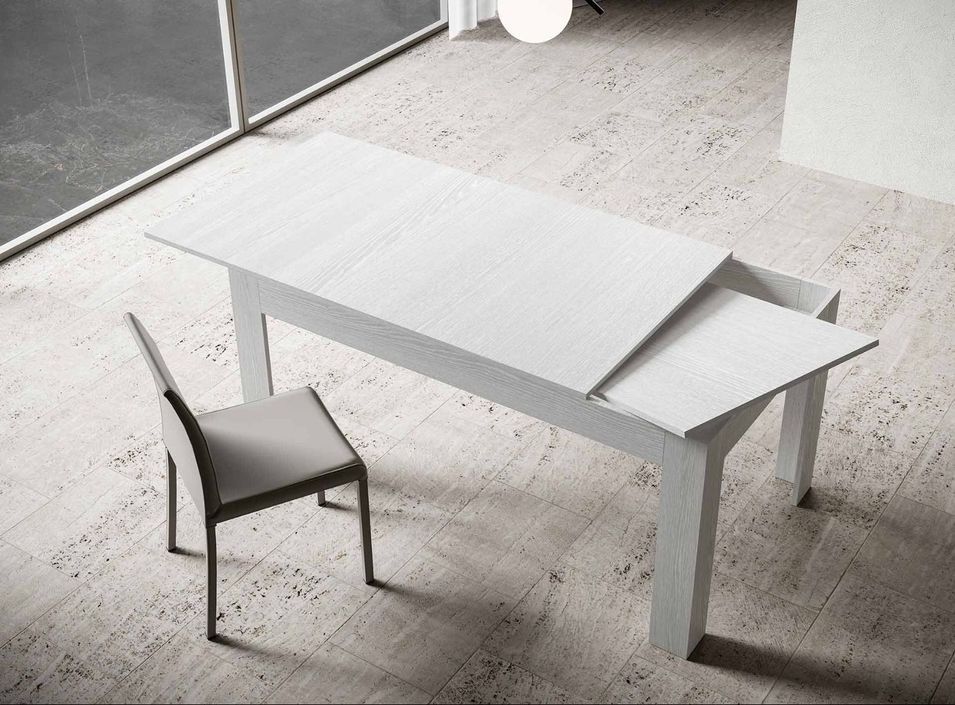 Table rectangulaire extensible 4 à 6 personnes 120 à 180 cm cendre blanche Tipi - Photo n°3