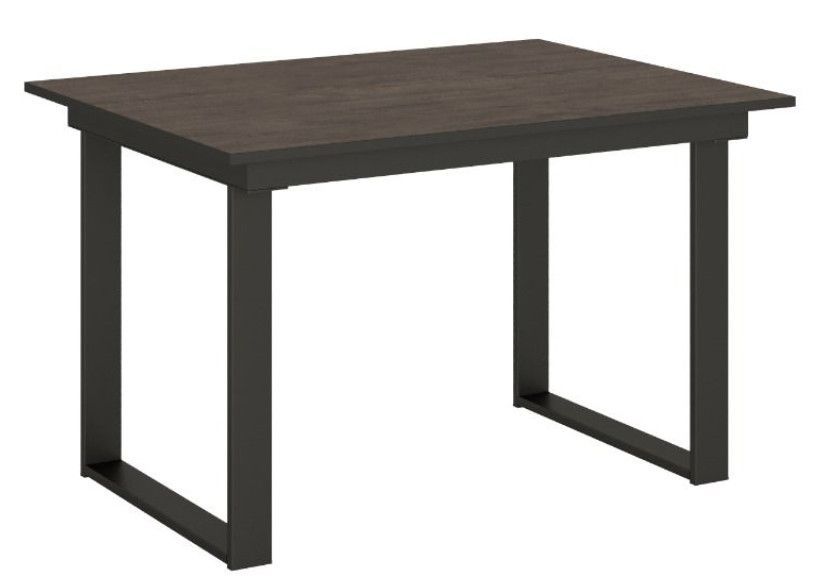 Table rectangulaire extensible 4 à 6 personnes L 120 à 180 cm bois foncé et métal anthracite Banzy - Photo n°1