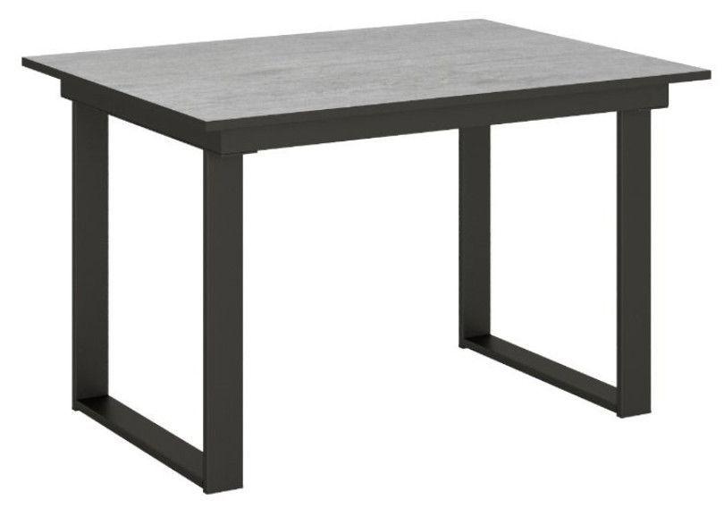 Table rectangulaire extensible 4 à 6 personnes L 120 à 180 cm gris béton et métal anthracite Banzy - Photo n°1
