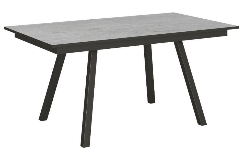 Table rectangulaire extensible 4 à 6 personnes L 120 à 180 cm gris béton et métal anthracite Miry - Photo n°1
