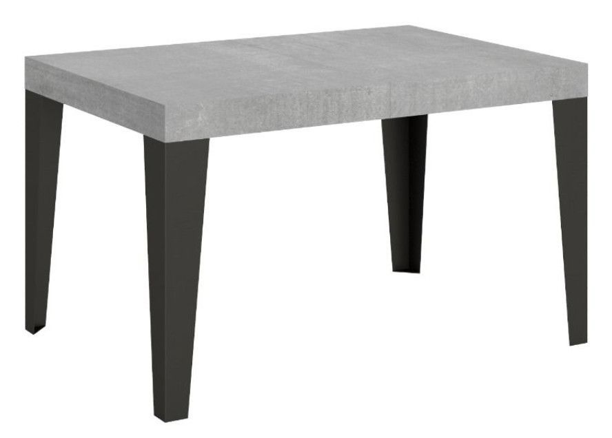 Table rectangulaire extensible 6 à 10 places L 130 à 234 cm grise effet béton et pieds métal anthracite Flavio - Photo n°1