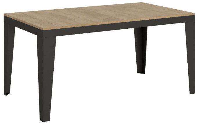 Table rectangulaire extensible 6 à 20 places L 180 à 440 cm chêne clair et pieds acier gris foncé Flavien - Photo n°1
