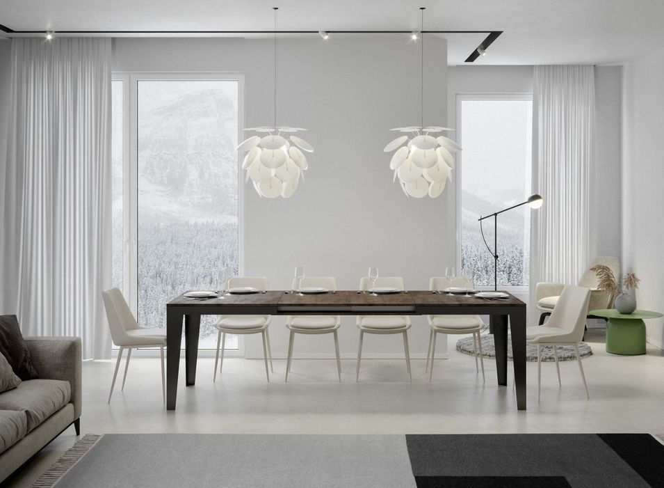 Table rectangulaire extensible 6 à 20 places L 180 à 440 cm blanc foncé et pieds acier gris foncé Flavien - Photo n°4