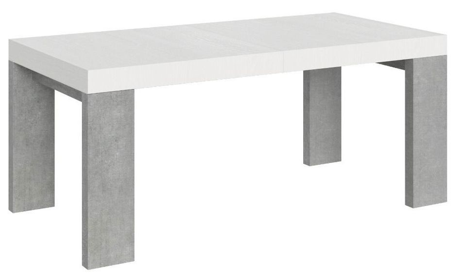 Table rectangulaire extensible blanche et gris béton 180 à 440 cm Ribo - Photo n°1