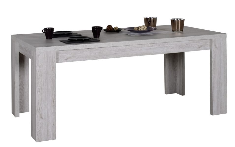 Table rectangulaire extensible bois de chêne gris Maeva - Photo n°1