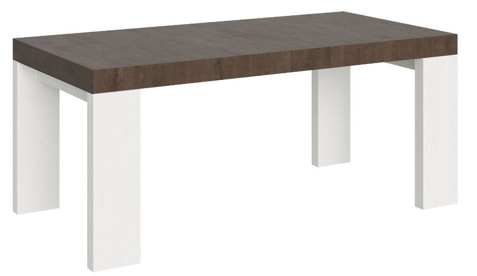 Table rectangulaire extensible bois noyer et blanc 180 à 440 cm Ribo - Photo n°1