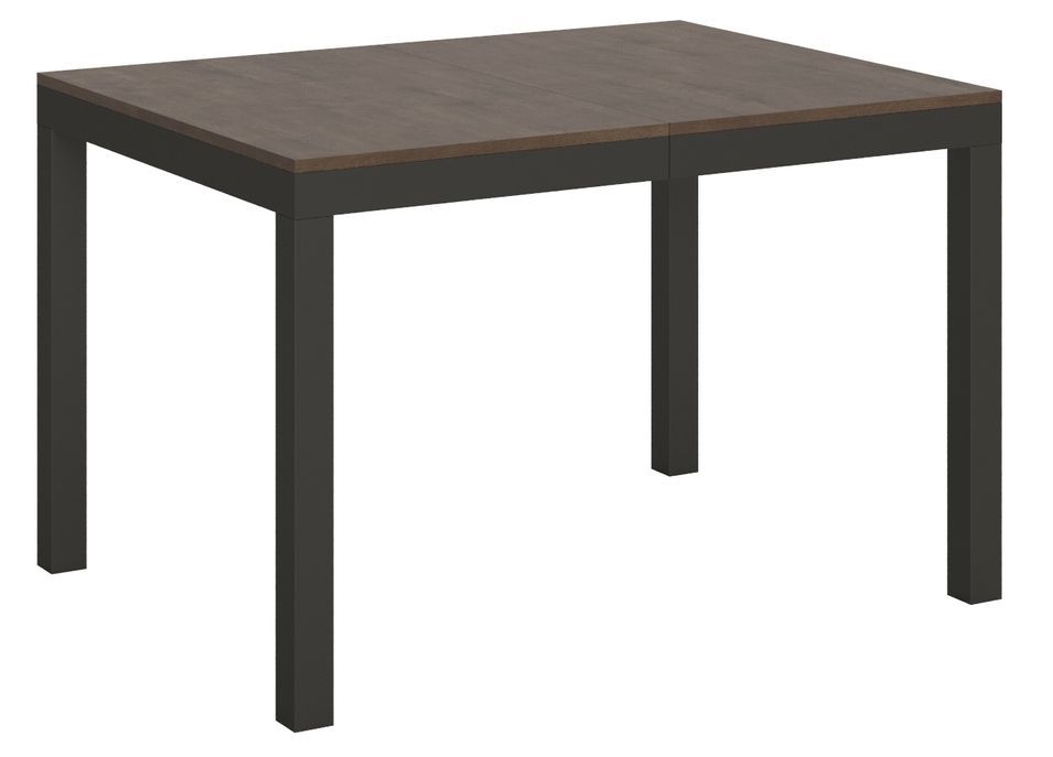 Table rectangulaire extensible bois noyer et métal anthracite 120 à 380 cm Evy - Photo n°1