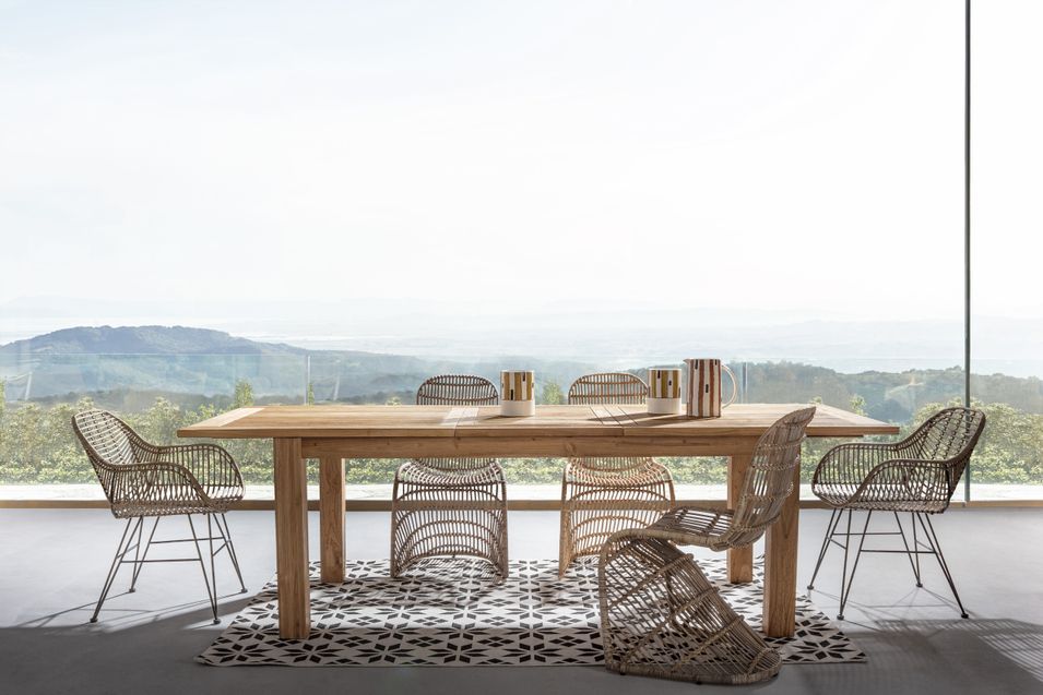 Table rectangulaire extensible en bois de teck recyclé 10 places Markozi 200 à 260 cm - Photo n°4