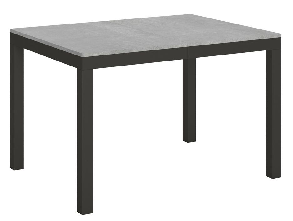 Table rectangulaire extensible gris béton et métal anthracite 120 à 380 cm Evy - Photo n°1