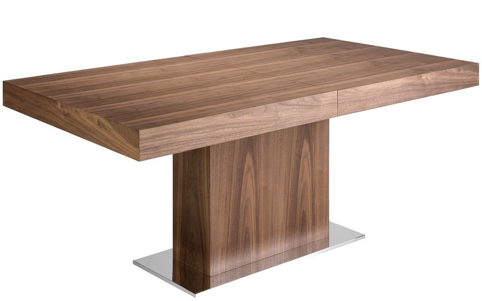 Table rectangulaire extensible Kinta 180/240 cm - Noyer et acier chromé - Photo n°1