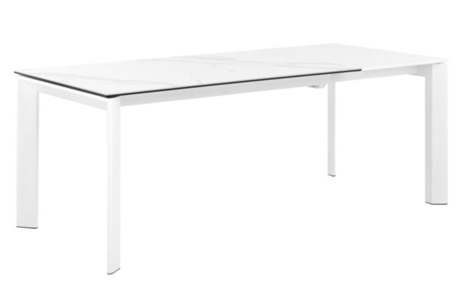 Table rectangulaire extensible porcelaine et métal Spanila - Photo n°2