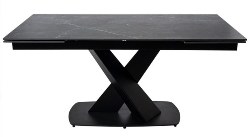 Table design extensible plateau porcelaine et pieds métal noir Konty - Photo n°10