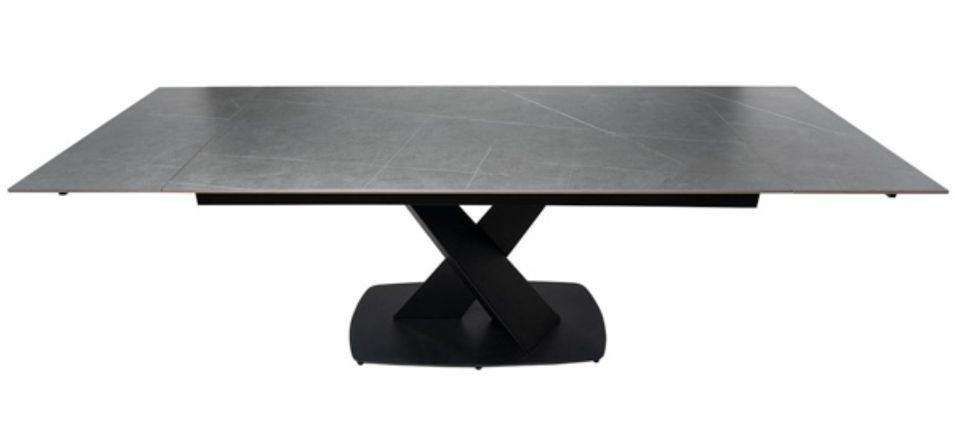 Table design extensible plateau porcelaine et pieds métal noir Konty - Photo n°5