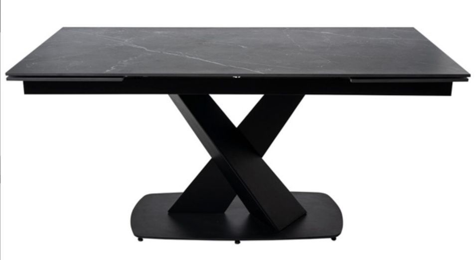 Table design extensible plateau porcelaine et pieds métal noir Konty - Photo n°11