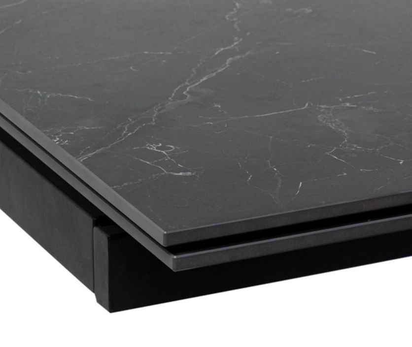 Table design extensible plateau porcelaine et pieds métal noir Konty - Photo n°5