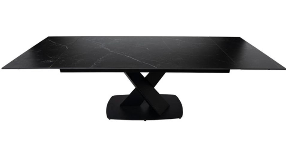 Table design extensible plateau porcelaine et pieds métal noir Konty - Photo n°6