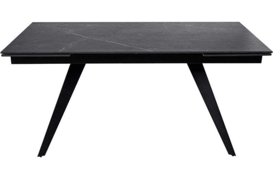 Table rectangulaire extensible plateau porcelaine et pieds métal noir Konty - Photo n°7