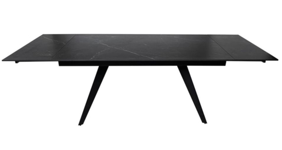 Table rectangulaire extensible plateau porcelaine et pieds métal noir Konty - Photo n°9