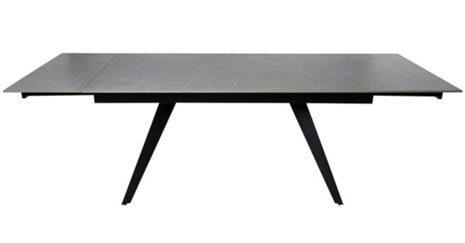 Table rectangulaire extensible plateau porcelaine et pieds métal noir Konty - Photo n°2