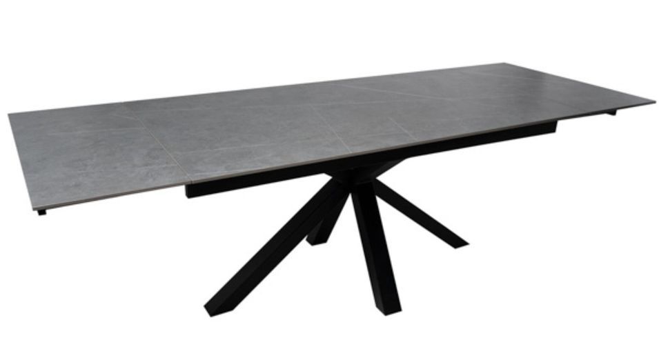 Table rectangulaire extensible plateau porcelaine et pieds métal noir Konty - Photo n°5