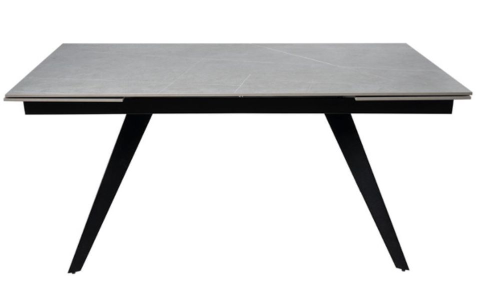 Table rectangulaire extensible plateau porcelaine et pieds métal noir Konty - Photo n°6