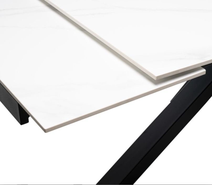 Table rectangulaire extensible porcelaine et métal noir Slika - Photo n°2