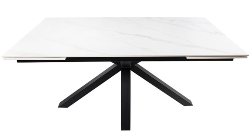 Table rectangulaire extensible porcelaine et métal noir Slika - Photo n°3