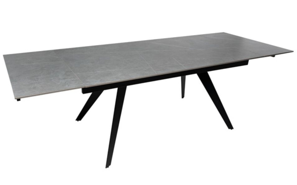 Table rectangulaire extensible porcelaine et métal noir Slika - Photo n°2