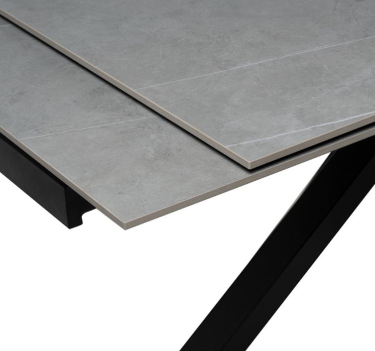 Table rectangulaire extensible porcelaine et métal noir Slika - Photo n°3