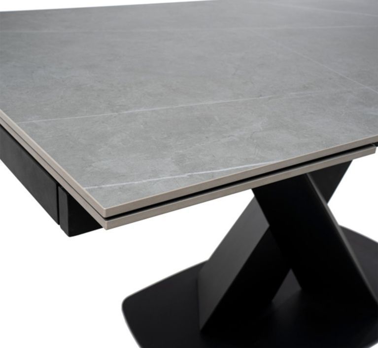 Table rectangulaire extensible porcelaine et métal noir Slika - Photo n°7
