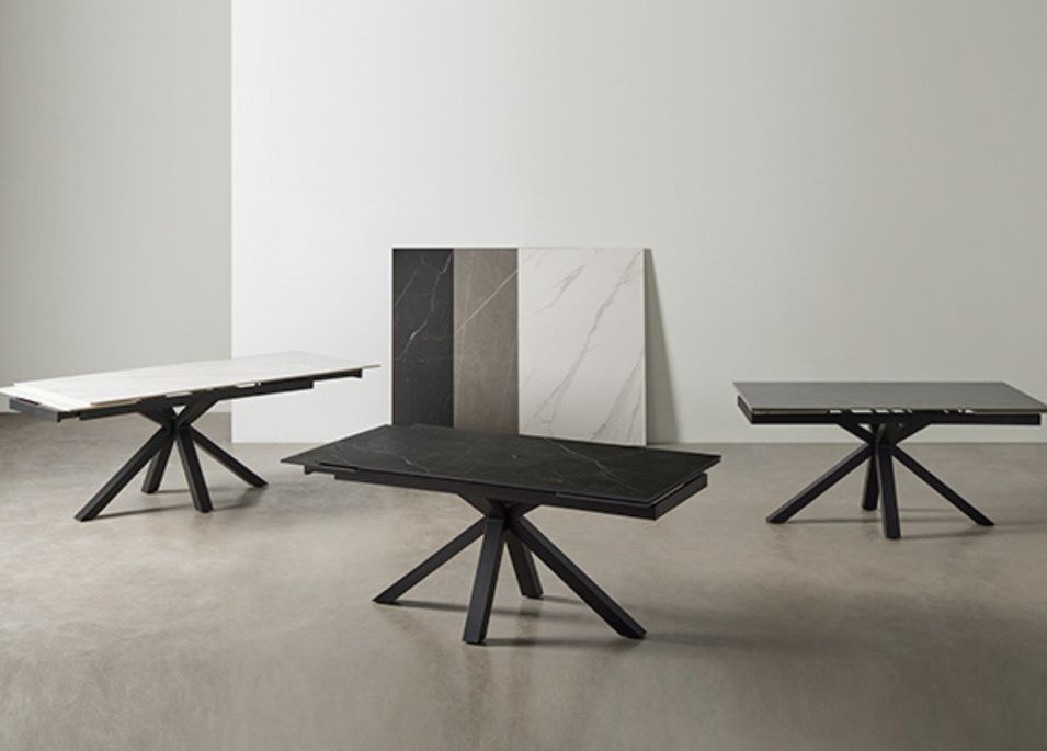 Table rectangulaire extensible porcelaine et métal noir Slika - Photo n°8