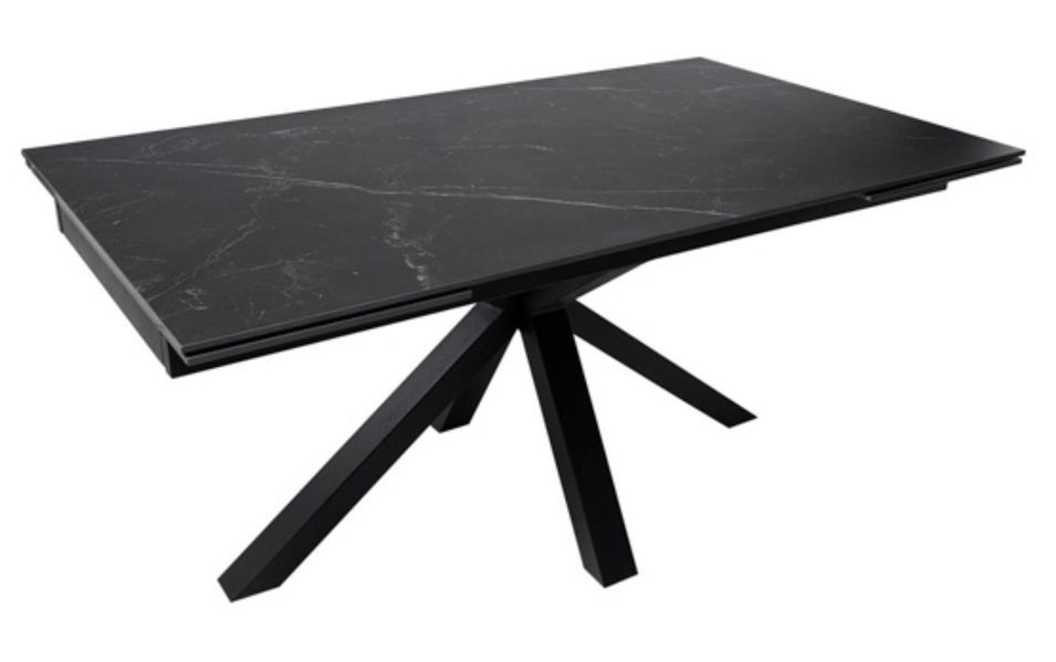 Table rectangulaire extensible porcelaine et métal noir Slika - Photo n°1