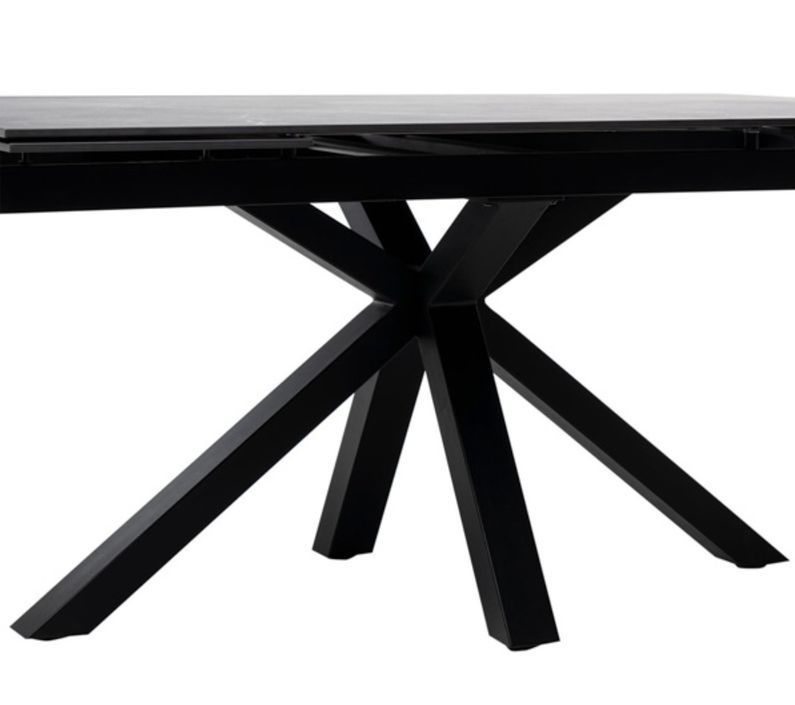 Table rectangulaire extensible porcelaine et métal noir Slika - Photo n°4