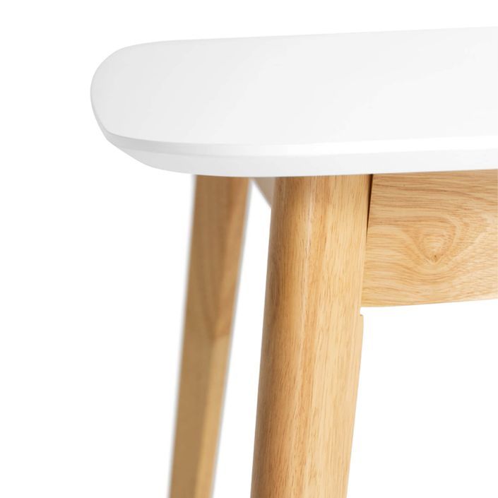 Table rectangulaire extensible scandinave blanc brillant et pieds bois clair Askin 140 à 180 cm - Photo n°9