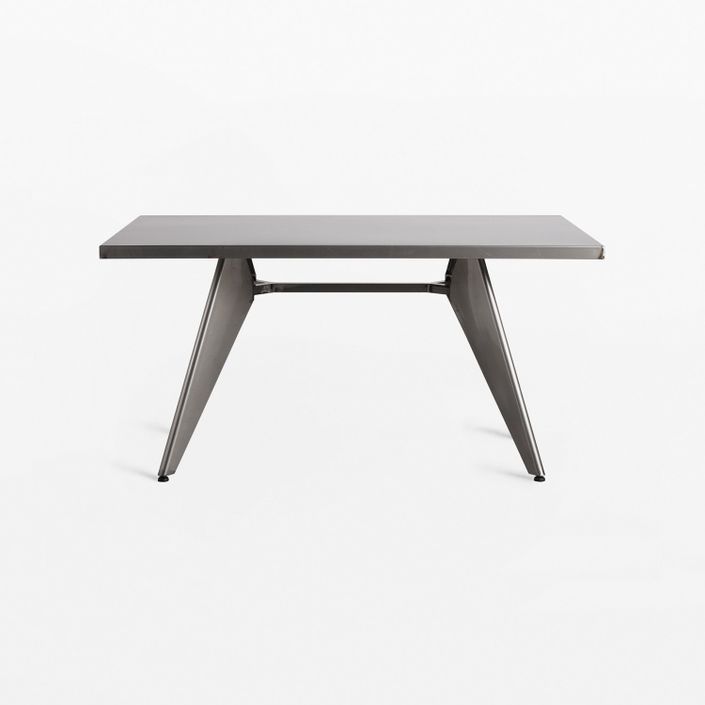 Table rectangulaire industrielle acier brossée Kontoir 150 cm - Photo n°2