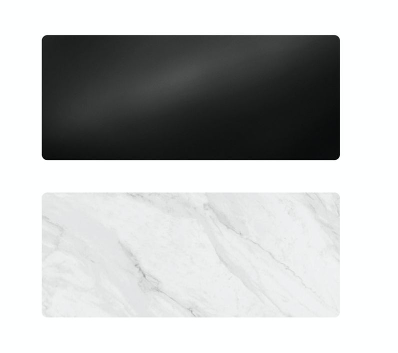 Table rectangulaire plateau en céramique grés marbré et pieds acier noir Trypa 240 cm - Photo n°8