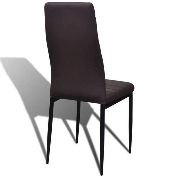 Table rectangulaire verre trempé et 4 chaises simili marron Blubo - Photo n°6