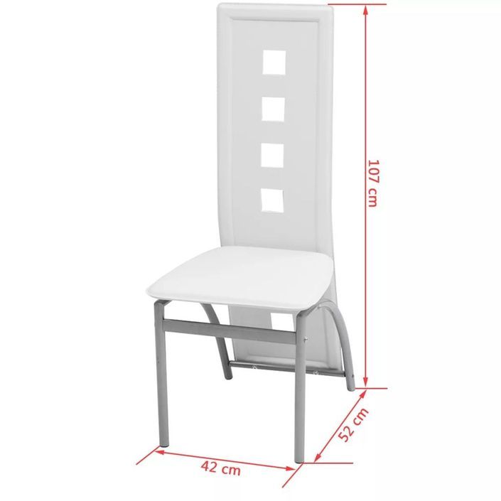 Table rectangulaire verre trempé noir et 4 chaises simili blanc Vamier - Photo n°7