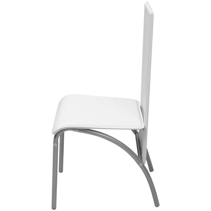 Table rectangulaire verre trempé noir et 4 chaises simili blanc Vicka - Photo n°6