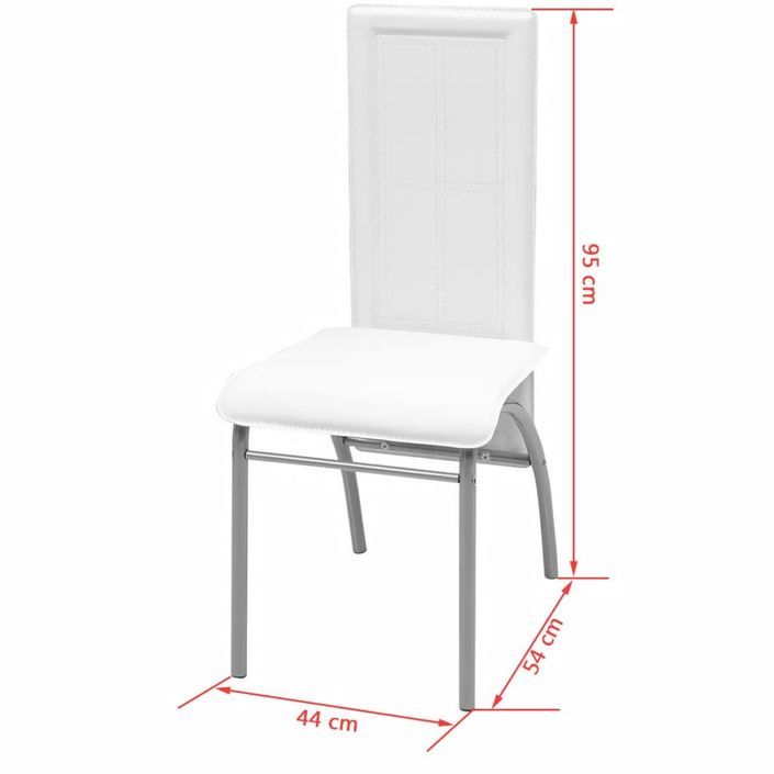 Table rectangulaire verre trempé noir et 4 chaises simili blanc Vicka - Photo n°7