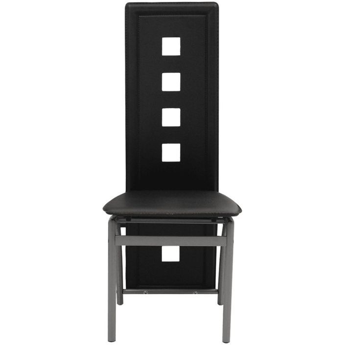 Table rectangulaire verre trempé noir et 4 chaises simili noir Vamier - Photo n°6