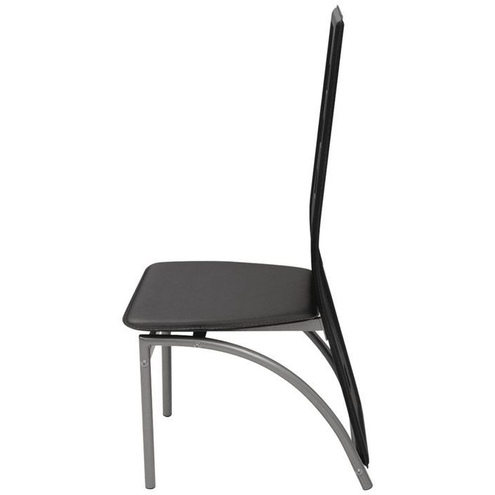 Table rectangulaire verre trempé noir et 4 chaises simili noir Vamier - Photo n°7