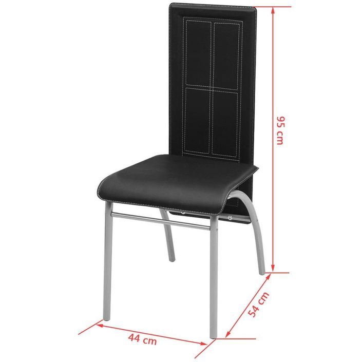 Table rectangulaire verre trempé noir et 4 chaises simili noir Vicka - Photo n°6