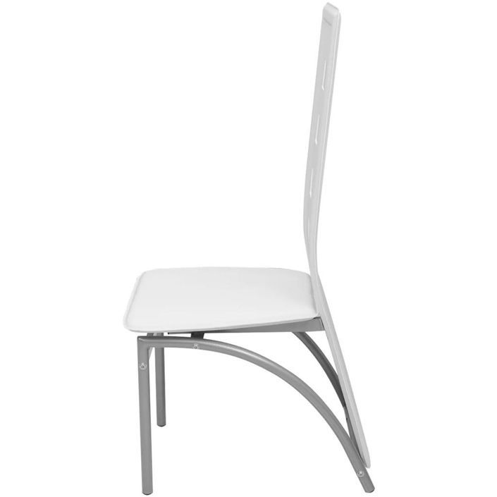 Table rectangulaire verre trempé noir et 6 chaises simili blanc Vamier - Photo n°6